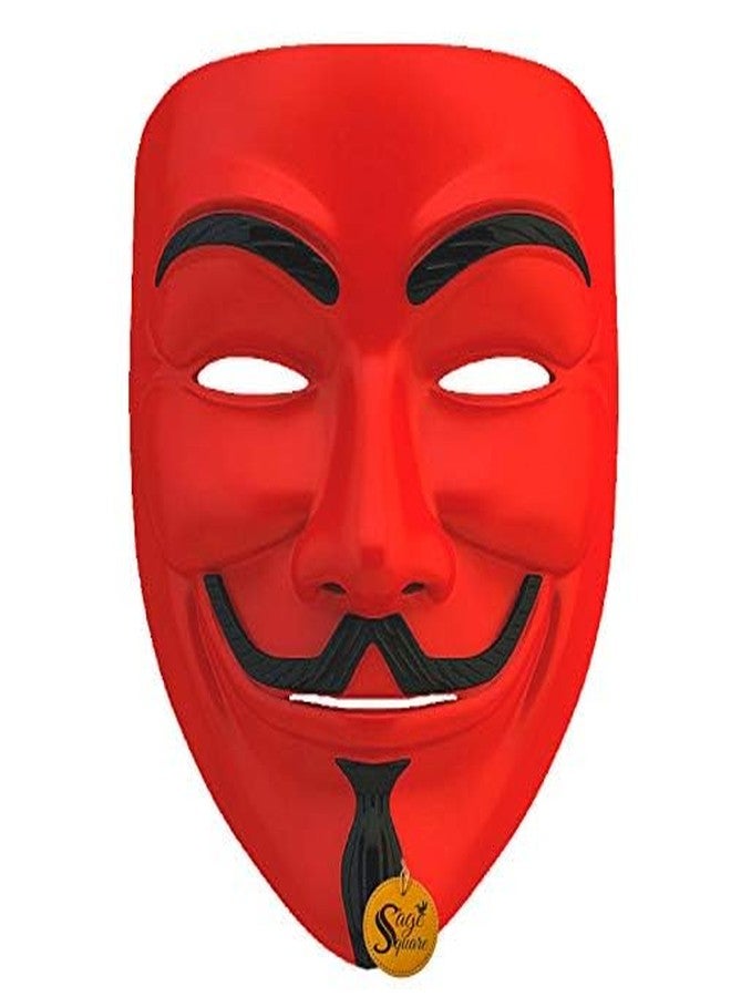 Sage Square Vendetta Comic FACE MASK Fawkes Mask Anonymous VIP Edition Face-Mask Perfect Fit Cosplay Protest V for Vendetta DC Comics for boys & Girls. (Red) - Image 2
